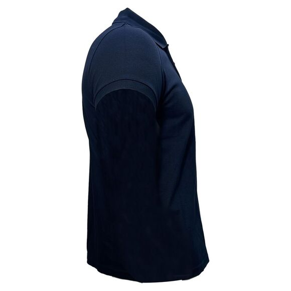 Saint Laurent Cassandre Embroidered-Logo Polo Shirt in Navy Blue Cotton